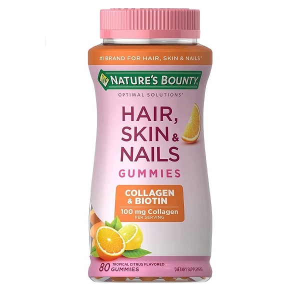 Amazon.com: Nature's Bounty Optimal Solutions Hair, Skin & Nails with  Biotin and Collagen, Citrus-Flavored Gummies Vitamin Supplement, 2500 mcg,  80 Ct : Health & Household