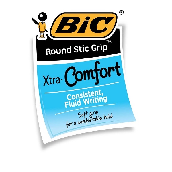 BIC Round Stic Grip Xtra Comfort Ball Pen, Medium Point (1.2 mm
