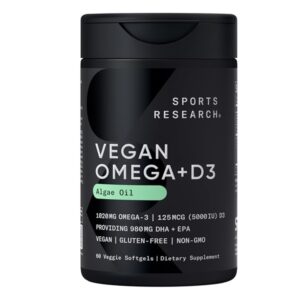 Sports Research Vegan Omega-3 Fish Oil Algae Oil, 60 Veggie Softgels