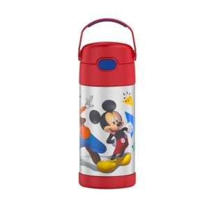 THERMOS FUNTAINER Water Bottle with Straw - 12 Ounce - Kids Stainless Steel Vacuum Insulated Water Bottle with Lid, Mickey Mouse
