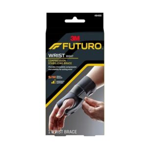 FUTURO 48400EN Energizing Wrist Support, S/M, Fits Right Wrists 5 1/2"- 6 3/4", Black