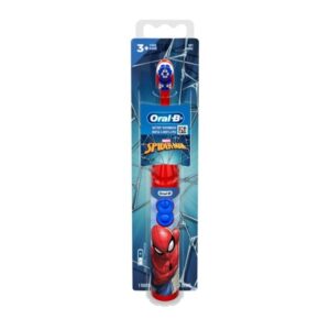 Oral-B Kid's Battery Manual Toothbrush Featuring Marvel's Spiderman, Soft Bristles, For Kids 3+, 1 count,Red