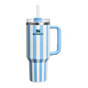 Stanley Quencher H2.0 Tumbler with Handle and Straw 40 oz | Flowstate 3-Position Lid | Cup Holder Compatible for Travel | Insulated Stainless Steel Cup | BPA-Free | Cornflower Cabana Gloss