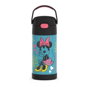 THERMOS FUNTAINER Water Bottle with Straw - 12 Ounce - Kids Stainless Steel Vacuum Insulated Water Bottle with Lid, Minnie Mouse