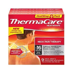 ThermaCare - Advanced Neck Pain Therapy, 9 Air-Activated Neck, Wrist & Shoulder HeatWraps. Up to 16 Hours of Pain Relief
