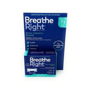 Breathe Right Nasal Strips, Extra Clear For Sensitive Skin, 72 Clear Strips