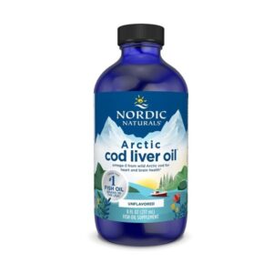 Nordic Naturals Arctic Cod Liver Oil | 1060 Mg Omega 3 Fish Oil EPA & DHA Supplement | Omega 3 Cod Liver Oil Liquid For Heart, Brain Health & Optimal Wellness | Unflavoured Fish Oil 8 Fl Oz (237 Ml)